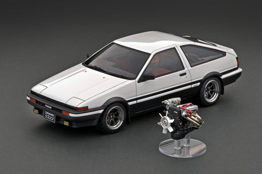 IG2789 Toyota Sprinter Trueno 3Dr GT Apex (AE86) White/Black With 4A-G Engine Silver  --- PREORDER (delivery in Jan-Mar 2024)