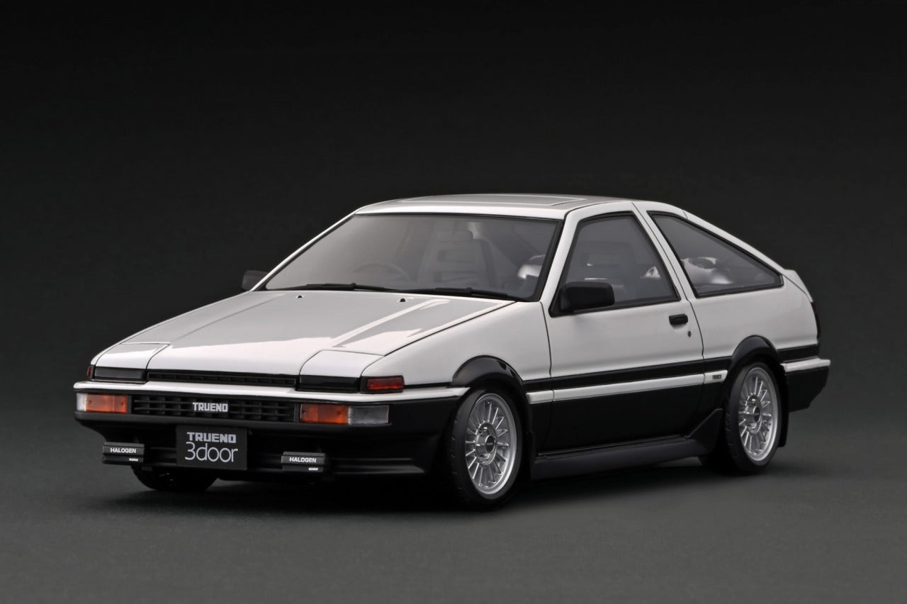 IG3282 Toyota Sprinter Trueno 3Dr GT Apex (AE86) White/Black *Genuine wheels --- PREORDER (delivery in Apr-May 2024)